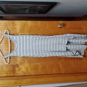 Gray striped maxi hi low dress size small
